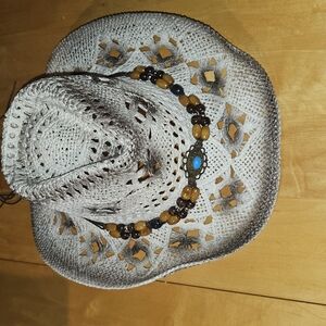 Stylish Gray Crochet Hat with Beaded Band